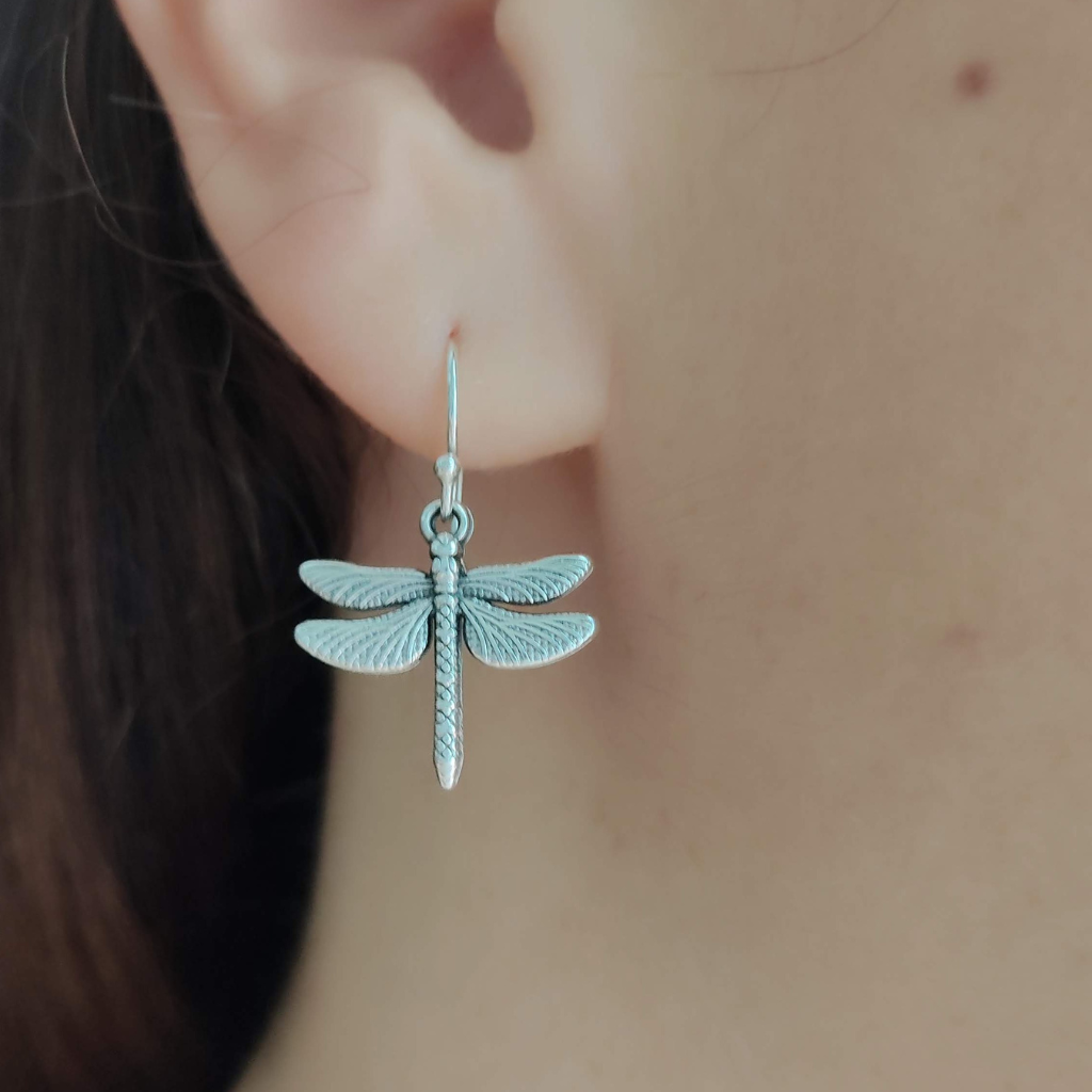 Pendientes Plata Libélula Pequeña Estilo Boho Chic