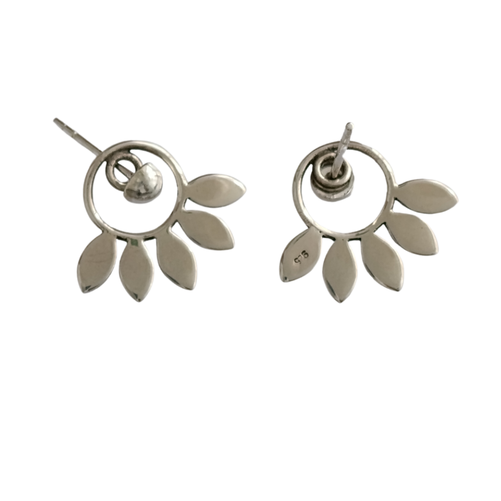 Pendientes Dormilona con Pétalos – Plata 925